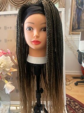 Professional Braided Wig Headband Style - Black to Brown Ombre